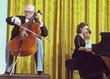 Elena Rostropovich and her father Mstislav Rostropovich perform at the White House in 1978