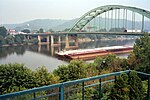 The Fort Henry Bridge carries I-70 across the Ohio River in Wheeling, West Virginia