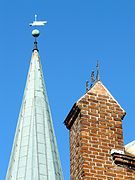 Church spire and bell tower (detail)