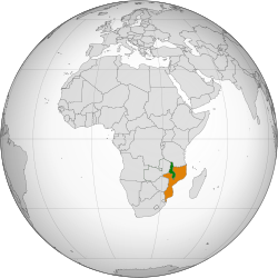 Map indicating locations of Malawi and Mozambique
