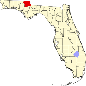Map of Florida highlighting Jackson County