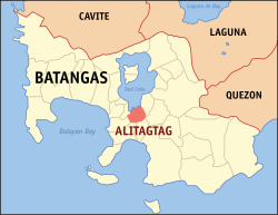 Map of Batangas with Alitagtag highlighted