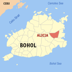Map of Bohol with Alicia highlighted