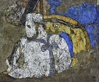 Afrasiab Palace Fresco 7th-8th century. Detail of a horserider
