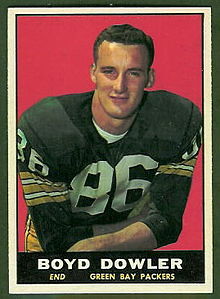 Dowler's Topps trading card showing him kneeling in uniform