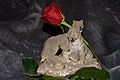 Another one of my wolf statues with a rose