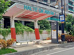 a Bus stop shelter in Surabaya, Indonesia