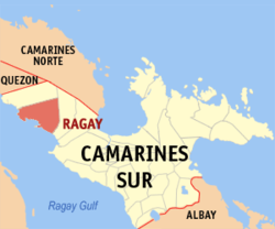 Map of Camarines Sur with Ragay highlighted