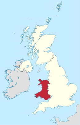 Locational map of Wales in the United Kingdom