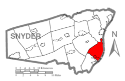 Map of Snyder County, Pennsylvania highlighting Union Township