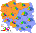 2018 Polish local elections to regional assemblies (voivodeships) PiS (blue), KO (orange)