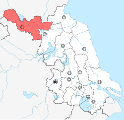 Location of Xuzhou City jurisdiction in Jiangsu