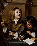 Adriaen Hanneman, Two Boys Blowing Bubbles (c. 1630)