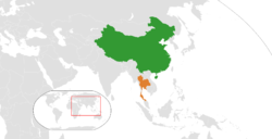 Map indicating locations of China and Thailand