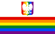 A rainbow version of the Polish flag