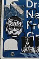 Sticker of Conservative politician Michael Gove with "Tory scum" written on his forehead