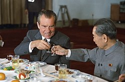 President Richard Nixon and Premier Zhou Enlai in Beijing, China, February 25, 1972
