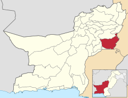 Map of Balochistan with Dera Bugti District highlighted