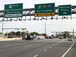 Busy Route 18 in East Brunswick, the geographical center of population of the U.S. state of New Jersey