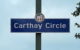 Carthay Circle neighborhood sign located on Olympic Boulevard