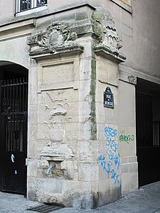 The Fontaine Maubuée at the corner of rue Saint-Martin and rue Venise, in the 4th arrondissement,(1733), Jean Beausire, architect.