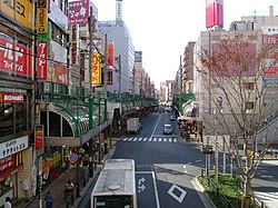 A street in front of Kita-Senju Station in Adachi
