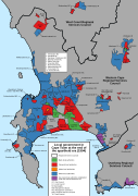 The situation in 1994, with a large variety of different local authorities divided on the basis of race.