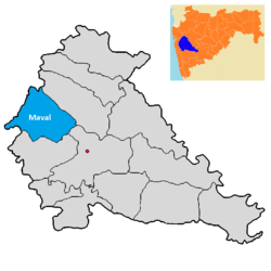 Location of Maval in Pune district in Maharashtra