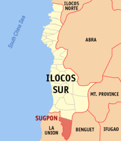 Map of Ilocos Sur with Sugpon highlighted