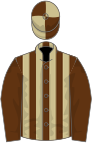 Brown and beige stripes, brown sleeves, quartered cap