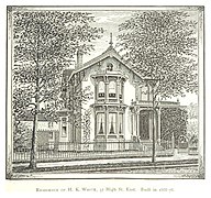 Henry Kirke White House in 77 E High built in 1868 and demolished in 1932. The street was destroyed for the construction of the Fisher Freewey.
