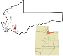 Map highlight indicating Marion township in northeastern Summit County, in southwestern Utah