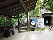 Access to the castle and waterfall from the station platform