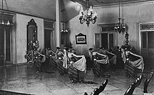 Bedhaya dance performance at the wedding in Mangkunegaran Palace, Solo, Java, in January 1921.