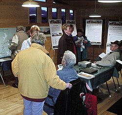 A public meeting on the National Scenic Byways Program at Sheep Mountain Lodge in October 2001.