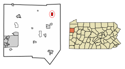 Location of New Lebanon in Mercer County, Pennsylvania.