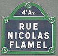Rue Nicolas Flamel street sign in Paris