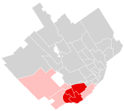 Quebec City map illustrating the location of Sainte Foy