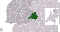 Highlighted position of Ooststellingwerf in a municipal map of Friesland