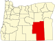 State map highlighting Harney County