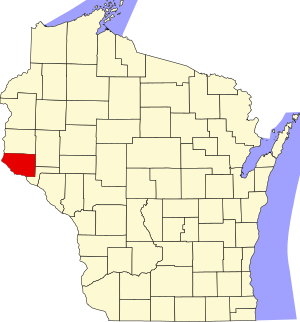 Map of Wisconsin highlighting Pierce County
