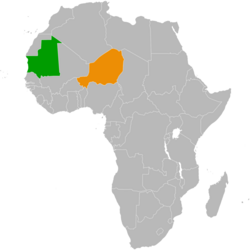 Map indicating locations of Mauritania and Niger