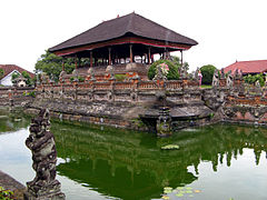 Bale kambang, floating pavilion in a Balinese garden.