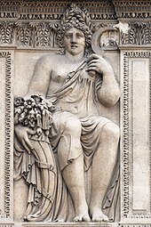Renaissance relief of Ceres, on the east facade of the Lescot Wing in the Cour Carrée, Louvre Palace, by Jean Goujon, 1553