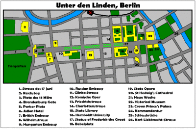 Map showing the main points of interest
