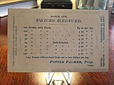 1875 Palmer House Business Card reverse