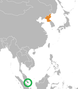Map indicating locations of Singapore and North Korea