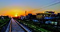 Sunset over railway track near Janakpur