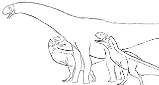 Two Rajasaurus harass an Isisaurus