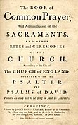 Cover page to the 1662 Book of Common Prayer